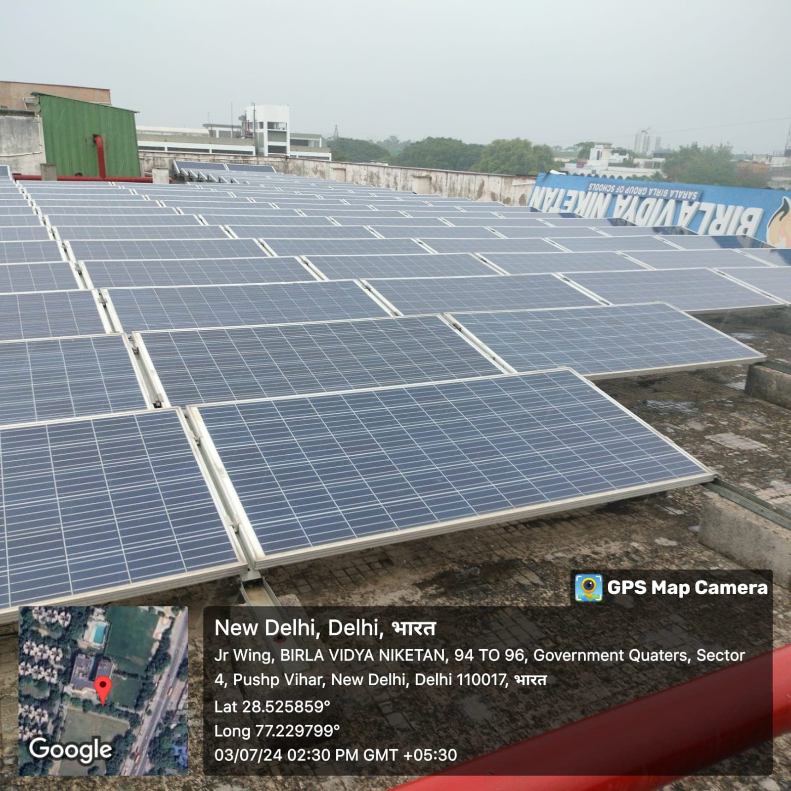 Birla Vidya Niketan 200 kW Rooftop Solar Panel Installation by CER Rooftop — Birla Vidya Niketan School, Pushkar, Rajasthan – 1